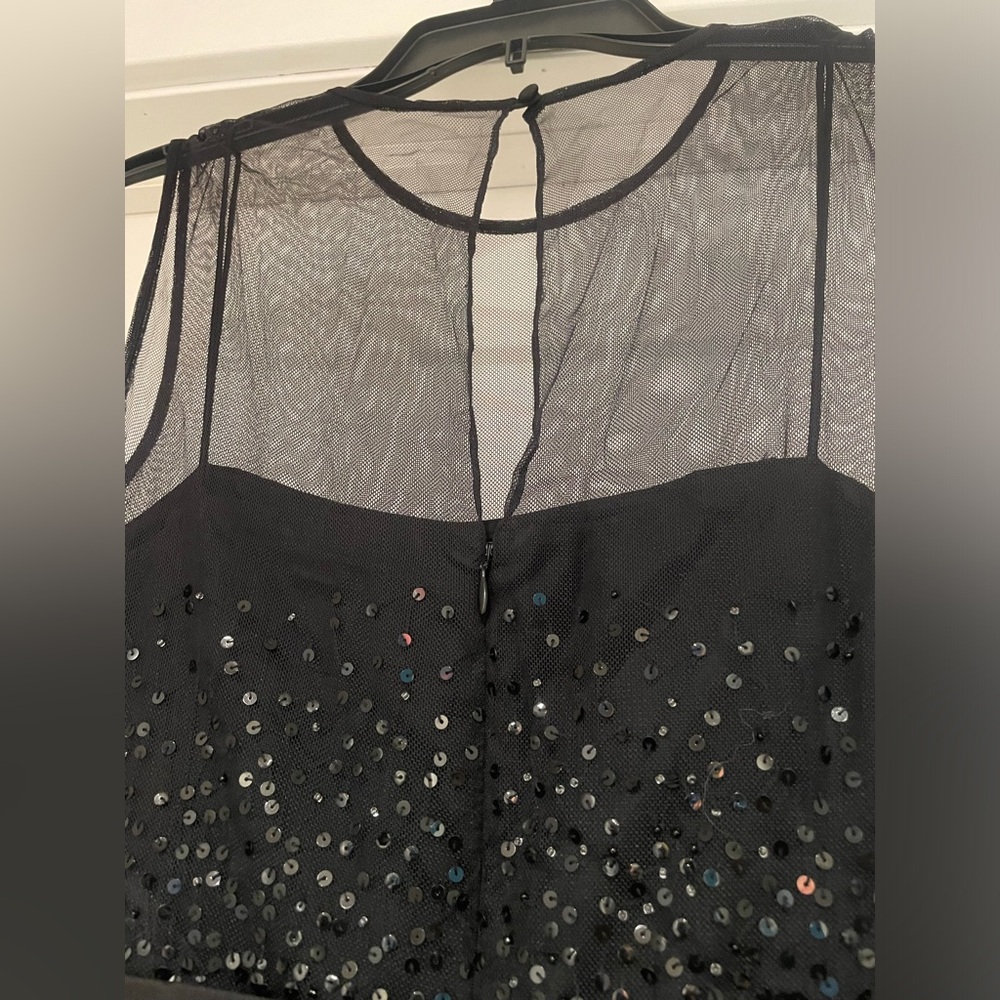 Women’s Ann Taylor Black Sparkly Formal Party Sequined & Bow Lined Dress Sz 8 - Picture 4 of 7